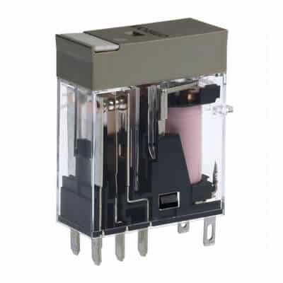 Omron Relay, plug-in, 8-pin, DPDT, 5 A, mech & LED indicators, label facility, 24 VAC